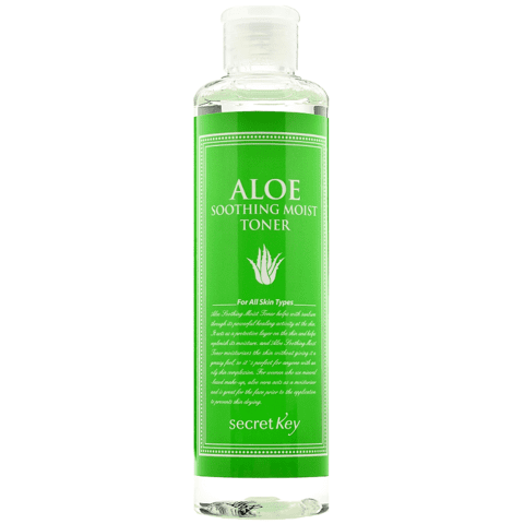 Mis pasos en el cuidado facial de día. Tónico, sérum, crema hidratante, limpiador, productos de belleza, ácido hialurónico, antioxidante. Secret Key Aloe Soothing Moist Toner